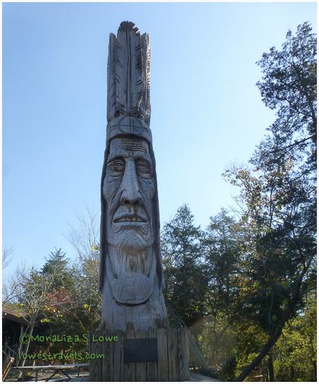 An indian monument carved out of a 450 year-old Bald Cypress