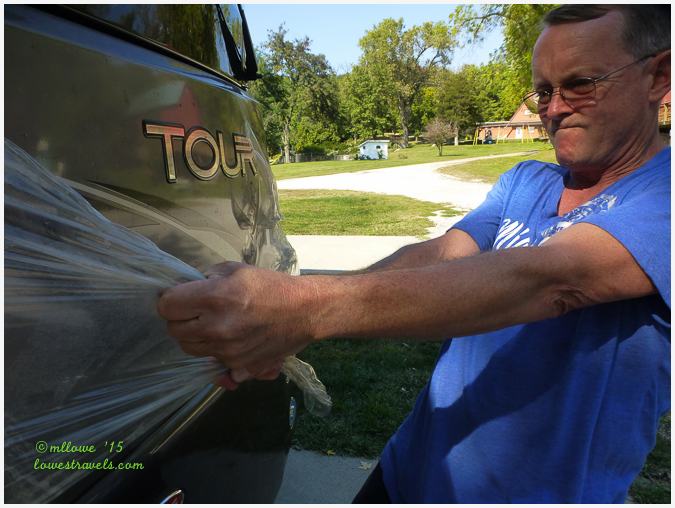 Removing scotch guard film from an RV