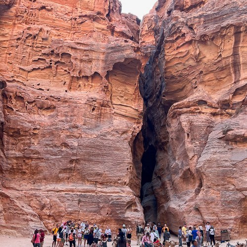 The entryway from the Siq into ancient Petra