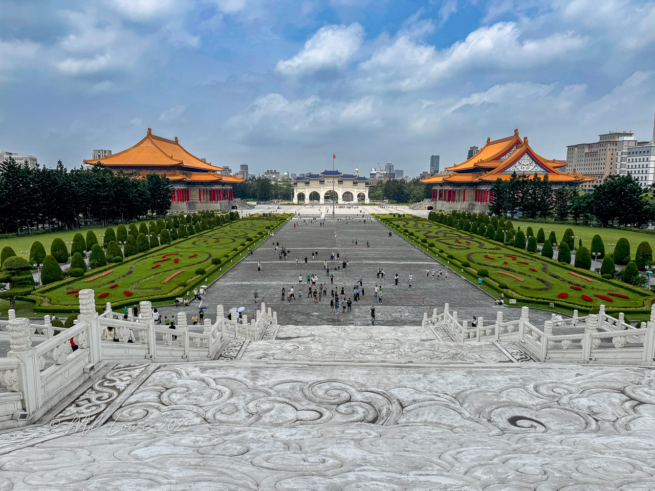 
A panorama of Liberty Square, with the National Concert Hall (left) and the National Theater (right)