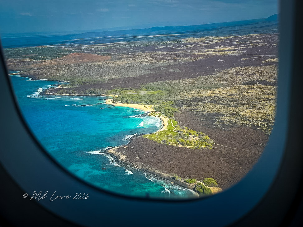 Holuoloa, Big Island from airplane window