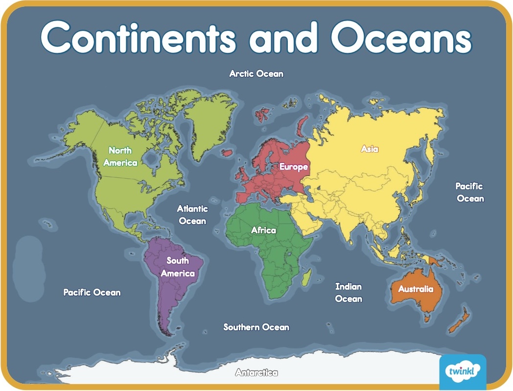 The seven continents and five oceans